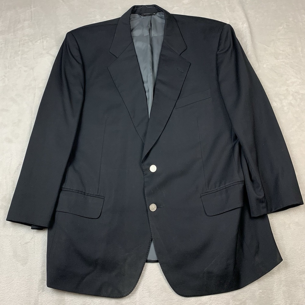 Samuelsohn Blazer 46R Black Loro Piana Wool Coin ButtonTag Missing* Lining Tear*